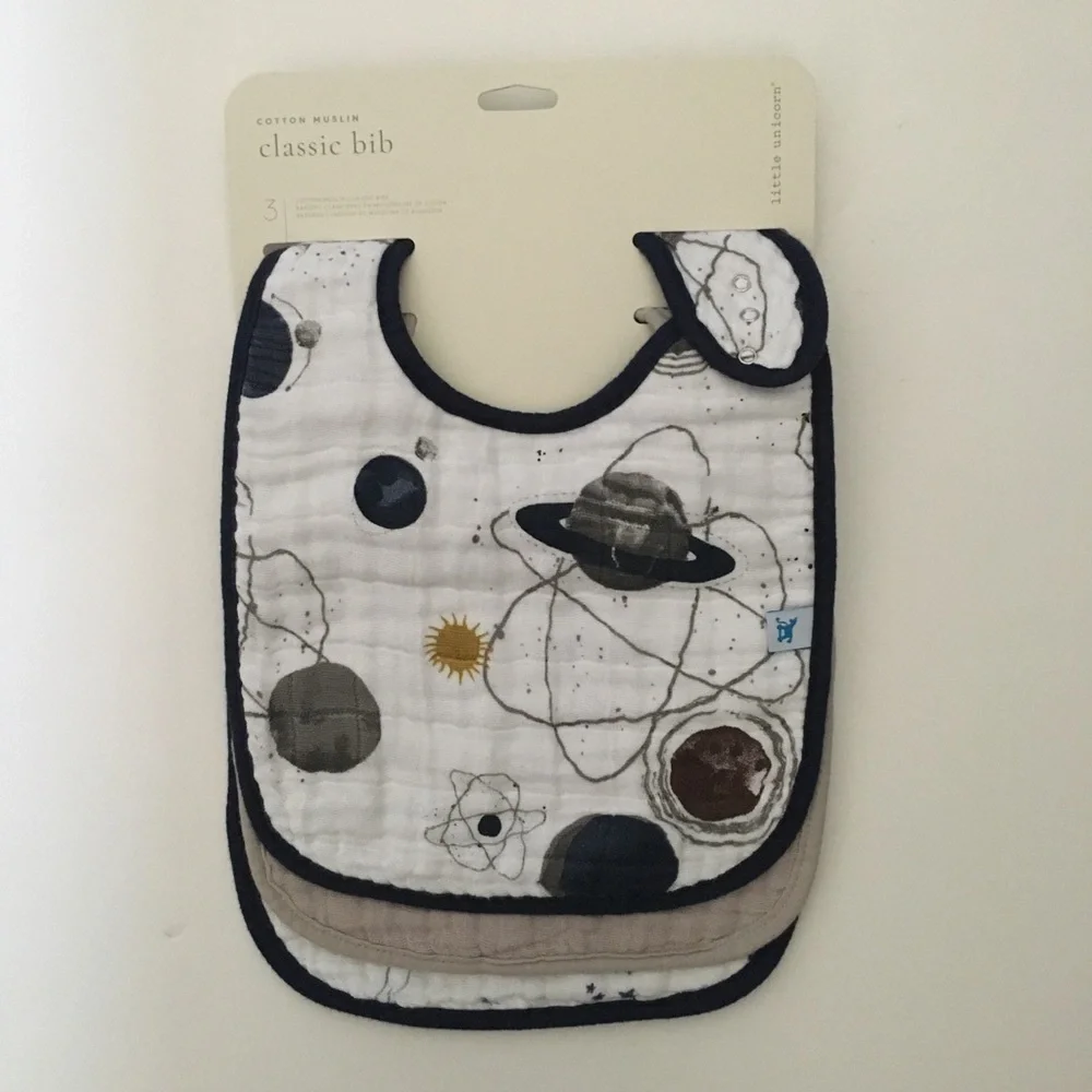 NEW 3 Muslin Classic Bibs Absorbent Multi-layer 100% Cotton | Little Unicorn
